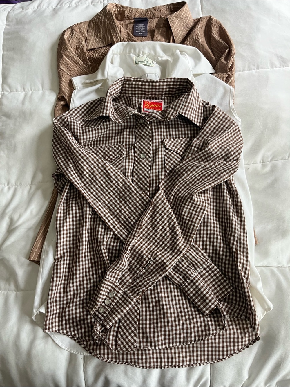 Women or Mens  Brown Gingham Button-Down Shirt vintage shirts